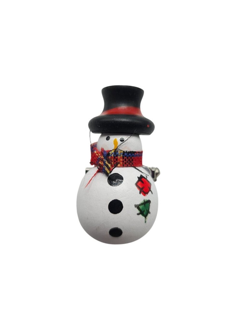 Hand-Painted Snowman Brooch Pin With Top Hat & Scarf 2.5 Inch Holiday Accessory